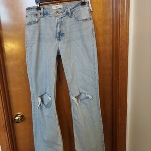 Abercrombie Baggy Lowrise Light Blue Distressed Jeans
